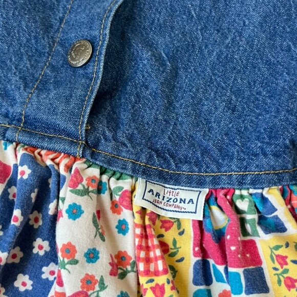 Vintage Little Arizona Denim Floral Quilted Patchwork Top Girls 4T - Picture 2 of 4